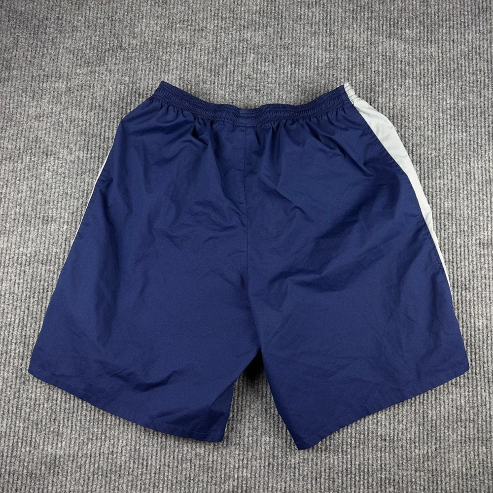 Adidas Vintage 2002 Mens Navy Blue Grey Striped Athletic Training Shorts AGC 003
